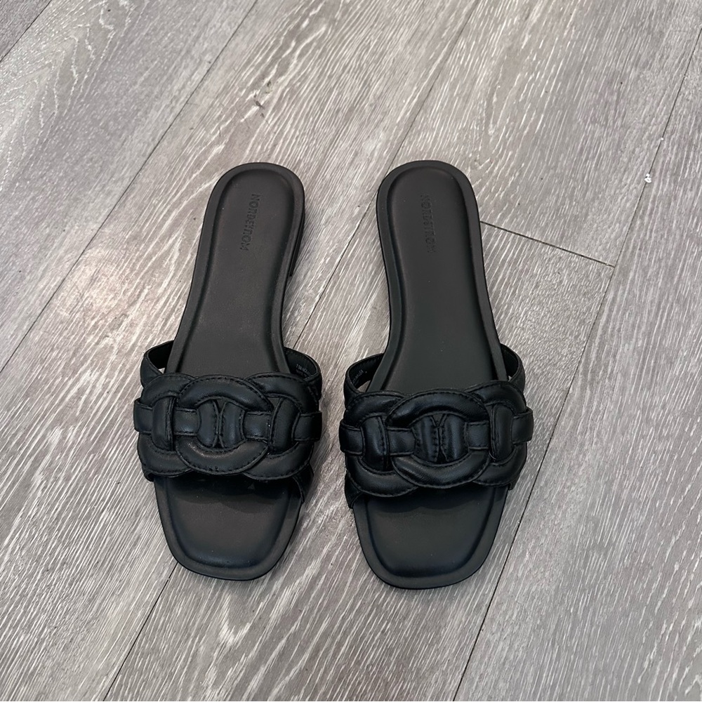 Sandals nordstrom carolina black leather size 7.5